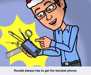 Ronald met nieuwste Telefoontoestel